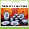 Bát đĩa hỏa tiệt cổ xanh - Sứ bát tráng, dùng được lò vi sóng, chỉ 27.000đ