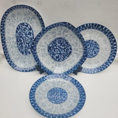 Bát đĩa hỏa tiệt cổ xanh - Sứ bát tráng, dùng được lò vi sóng, chỉ 27.000đ 3