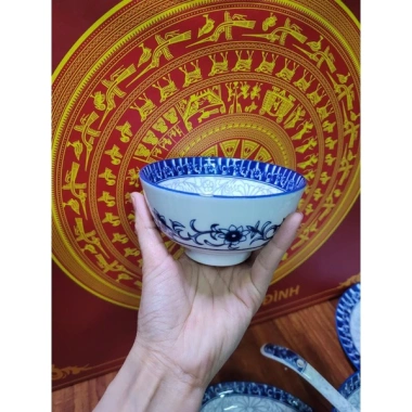 Bát đĩa hỏa tiệt cổ xanh - Sứ bát tráng, dùng được lò vi sóng, chỉ 27.000đ 4