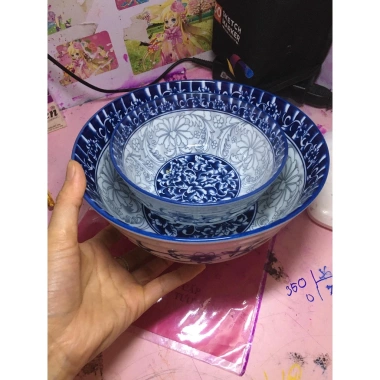 Bát đĩa hỏa tiệt cổ xanh - Sứ bát tráng, dùng được lò vi sóng, chỉ 27.000đ 7