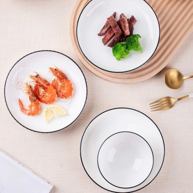 Bát Tô Sứ Trắng Viền Đen Ăn Cơm Gia Đình – Họa Tiết Đơn Giản, Tiện Lợi, Đa Kích Thước, Cao Cấp, Giá 11.900 VND 3 Bát Tô Sứ Trắng Viền Đen Ăn Cơm Gia Đình – Họa Tiết Đơn Giản, Tiện Lợi, Đa Kích Thước, Cao Cấp, Giá 11.900 VND 3