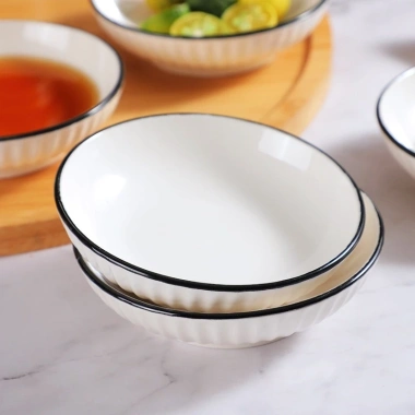 Bát Tô Sứ Trắng Viền Đen Ăn Cơm Gia Đình – Họa Tiết Đơn Giản, Tiện Lợi, Đa Kích Thước, Cao Cấp, Giá 11.900 VND