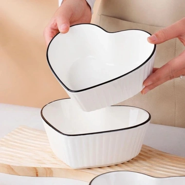 Bát Tô Sứ Trắng Viền Đen Ăn Cơm Gia Đình – Họa Tiết Đơn Giản, Tiện Lợi, Đa Kích Thước, Cao Cấp, Giá 11.900 VND