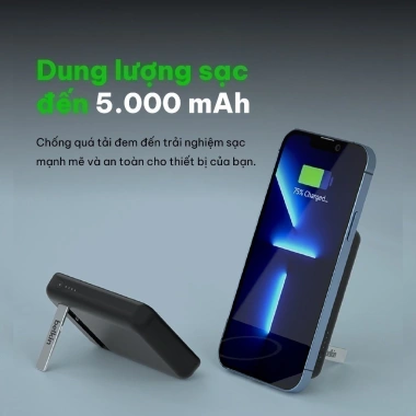 Belkin Sạc dự phòng không dây 5.000mAh 7.5W kèm chân chống va cáp USB-C 1m Giá chỉ 545.000₫
