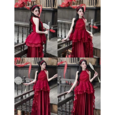 BEMAMS Set áo yếm cách tân đính ngọc và váy cạp chun XS-7XL BIGSIZE 620k 3