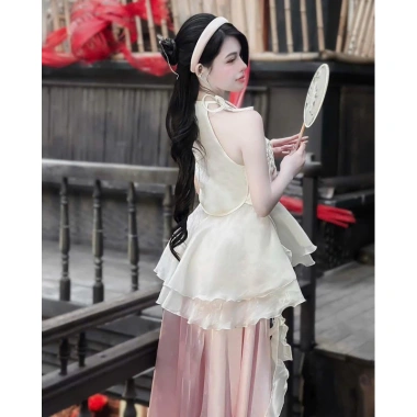 BEMAMS Set áo yếm cách tân đính ngọc và váy cạp chun XS-7XL BIGSIZE 620k 7