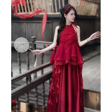 BEMAMS Set áo yếm cách tân đính ngọc và váy cạp chun XS-7XL BIGSIZE 620k 10