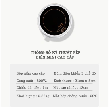 Bếp Điện mini 800W Gốm Ceramic cao cấp – Chống nước, an toàn, giá chỉ 500.000₫