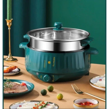 Bếp Điện Xanh Đa Năng – Nồi Lẩu Mini 2 Tầng kèm Xửng Hấp, Giá ưu đãi 184.387₫