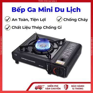 Bếp ga mini du lịch thép không gỉ chịu nhiệt cao, chống cháy nổ, an toàn, bảo hành 12 tháng, giá 149.000₫