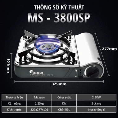 Bếp ga mini Maxsun MS-3.800SP 2.900W chân kiềng inox - Hàng chính hãng, giá ưu đãi 345.000₫ 7