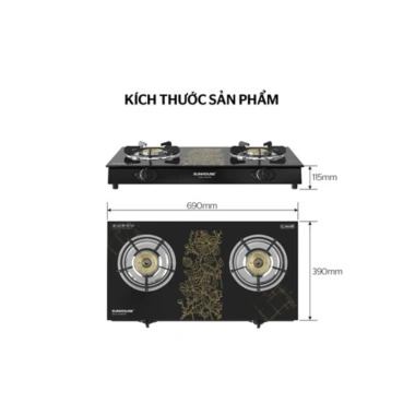 Bếp Gas Dương Kính Sunhouse SHB2.106 - Đánh lửa Magneto, tia lửa nhanh, kiềng độc lập 5 chân vững chắc, 749.000₫