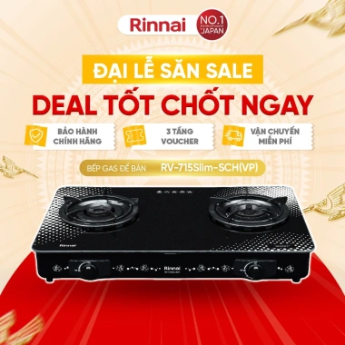 Bếp gas dương Rinnai RV-715Slim - Mặt kính SCHOTT, kiềng men, 3,249,950₫