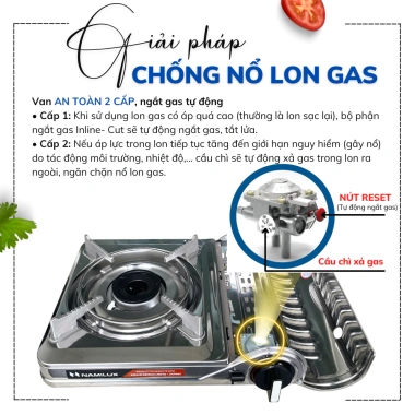Bếp Gas Mini Cao Cấp 2S Ngắt Gas, Chống Nổ Lon, 2.6 kW (2.200 kcal/h) - Hàng Chính Hãng, Giá ưu đãi 379.000₫ 3
