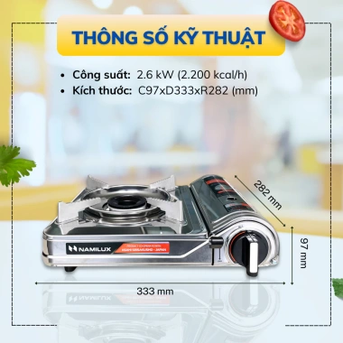 Bếp Gas Mini Cao Cấp 2S Ngắt Gas, Chống Nổ Lon, 2.6 kW (2.200 kcal/h) - Hàng Chính Hãng, Giá ưu đãi 379.000₫ 7