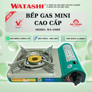 Bếp Gas Mini Cao Cấp Watashi WA-3.300F Chính Hãng, Giá 288k, Tặng Hộp Nhựa
