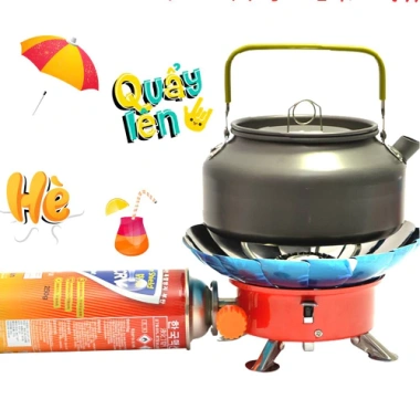 Bếp gas mini gấp gọn du lịch dã ngoại, chống gió, dễ mang, có dây dẫn gas, Tặng vận chuyển 5