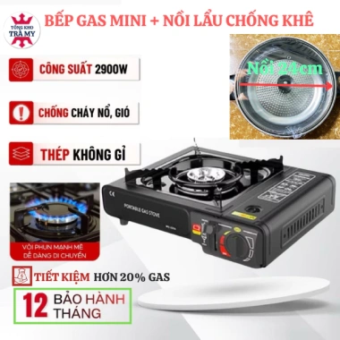 Bếp Gas Mini kèm Nồi Lẩu Du Lịch, Chống Cháy Nổ, Sơn Tĩnh Điện Thế Hệ Mới, BH 12 Tháng - 125k Bếp Gas Mini kèm Nồi Lẩu Du Lịch, Chống Cháy Nổ, Sơn Tĩnh Điện Thế Hệ Mới, BH 12 Tháng - 125k