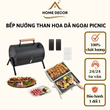 Bếp nướng than hoa BBQ 2 mặt gập gọn, di động du lịch, phượt, dùng tại nhà
