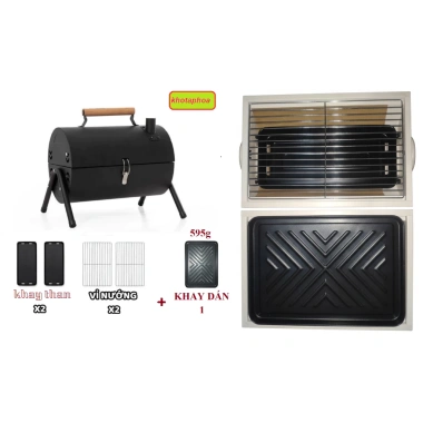 Bếp nướng than hoa BBQ 2 mặt gập gọn, di động du lịch, phượt, dùng tại nhà
