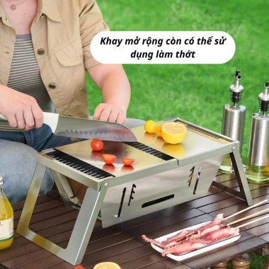 Bếp Nướng Than Hoa BBQ Dã Ngoại Gấp Gọn Inox Chống Rỉ - Cao Cấp, Giá 252.000₫ 3