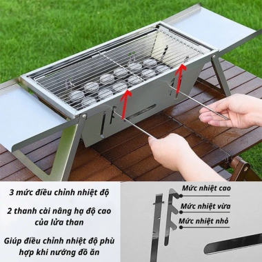 Bếp Nướng Than Hoa BBQ Dã Ngoại Gấp Gọn Inox Chống Rỉ - Cao Cấp, Giá 252.000₫ 5
