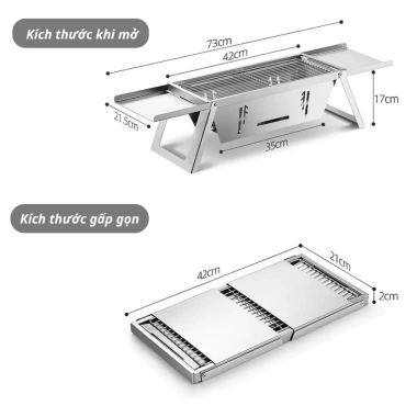 Bếp Nướng Than Hoa BBQ Dã Ngoại Gấp Gọn Inox Chống Rỉ - Cao Cấp, Giá 252.000₫ 8