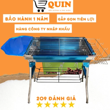 Bếp nướng than hoa inox không gỉ sét QuinBBQ H1P - Gấp gọn, tiện lợi, giá ưu đãi 890.000₫