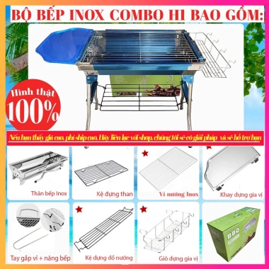 Bếp nướng than hoa inox không gỉ sét QuinBBQ H1P - Gấp gọn, tiện lợi, giá ưu đãi 890.000₫ 3