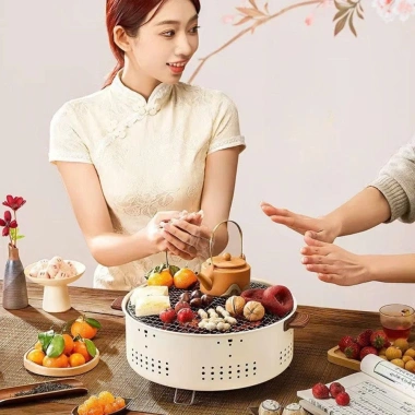 Bếp Nướng Than Hoa Nướng BBQ Không Khói Dáng Tròn - Nhỏ Gọn Picnic Cắm Trại 132k