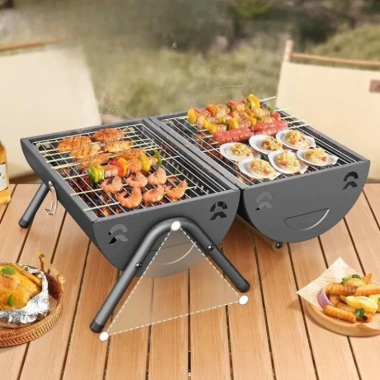 Bếp Nướng Than Ngoại Trời Thép Không Gỉ, Kèm Vỉ Inox, Khay Than, Nướng Thịt Không Khói - 279.999đ 2