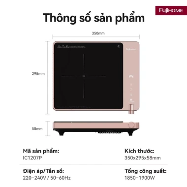 Bếp từ đơn tròn 2.200W FUJIHOME chống nước, mặt kính ceramic, giá 860.000₫