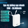Beston Sạc Dự Phòng 20.000mAh - Sạc Nhanh, Cáp Type‑C và Lightning, Dung Lượng Lớn