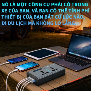 Biến Tần 200W DC 12V to AC 220V cho Xe Ô Tô, Cắm Ổ Cắm, USB 1.2A, Giá Ưu Đãi 580k