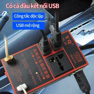 Biến tần ô tô 2.000W 12V/24V sang 220V Đa năng, sạc nhanh, ổ cắm tiện lợi 4