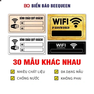 Biển Wifi Free BQ - Pass Wifi trang trí quán cafe, nhà hàng, giá 15.000 VND