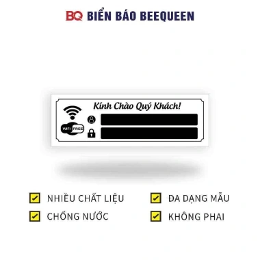 Biển Wifi Free BQ - Pass Wifi trang trí quán cafe, nhà hàng, giá 15.000 VND