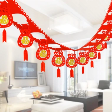 Biểu Ngữ Tết Nguyên Đán Fu Phước Lành Dây Đèn Lồng Vòng Hoa Bunting Giá 24.302₫