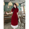 Bigsize Áo dài cổ tàu cài nút mây tay phồng và chân váy xếp ly 50‑90kg 320.000đ 6