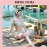Bikini 2 Mảnh EMMA Thun Xốp Chấm Bi Co Giãn 4 Chiều Dễ Thương Có Mút Đệm