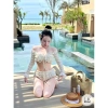 Bikini 2 Mảnh EMMA Thun Xốp Chấm Bi Co Giãn 4 Chiều Dễ Thương Có Mút Đệm 4