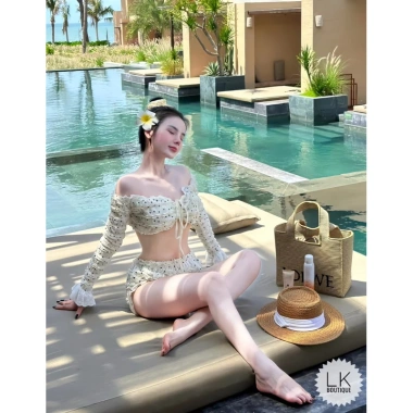 Bikini 2 Mảnh EMMA Thun Xốp Chấm Bi Co Giãn 4 Chiều Dễ Thương Có Mút Đệm 7