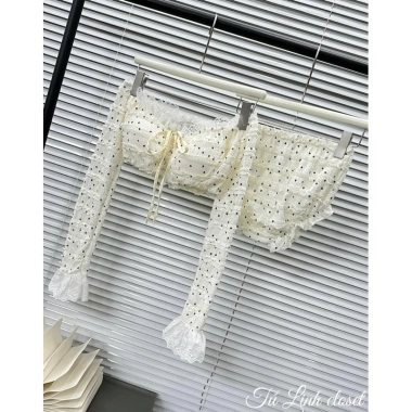 Bikini 2 Mảnh EMMA Thun Xốp Chấm Bi Co Giãn 4 Chiều Dễ Thương Có Mút Đệm 8
