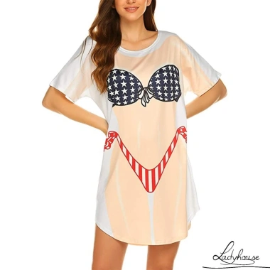 Bikini 3D Cổ Tròn Tay Ngắn Nữ Mùa Hè Fit Một Mảnh S/M/L/XL/XXL Thư Giãn 4 Bikini 3D Cổ Tròn Tay Ngắn Nữ Mùa Hè Fit Một Mảnh S/M/L/XL/XXL Thư Giãn 4