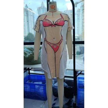 Bikini 3D Cổ Tròn Tay Ngắn Nữ Mùa Hè Fit Một Mảnh S/M/L/XL/XXL Thư Giãn