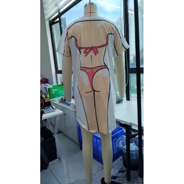 Bikini 3D Cổ Tròn Tay Ngắn Nữ Mùa Hè Fit Một Mảnh S/M/L/XL/XXL Thư Giãn