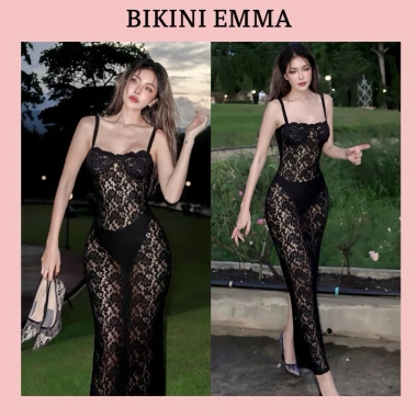 Bikini Emma Váy Ren Mút + Quần Chip Kéo Khoá Sau Lưng - Sexy, Giá 169k
