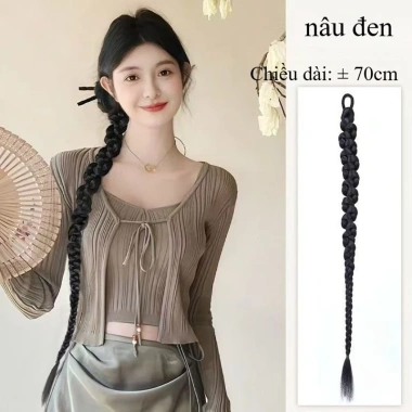 Bím tóc nối 70cm Trung Hoa hiện đại, phù hợp bím xoăn, đuôi ngựa giả, 38.700 VND 10