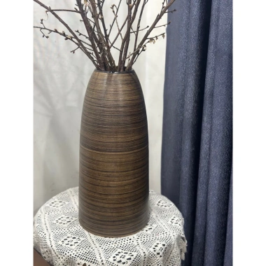 Bình cắm đào tết 44cm - Dáng chuông thon nâu mộc, sẵn ship hỏa tốc, giá ưu đãi 540k 2
