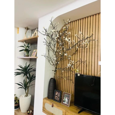 Bình cắm đào tết 44cm - Dáng chuông thon nâu mộc, sẵn ship hỏa tốc, giá ưu đãi 540k 5
